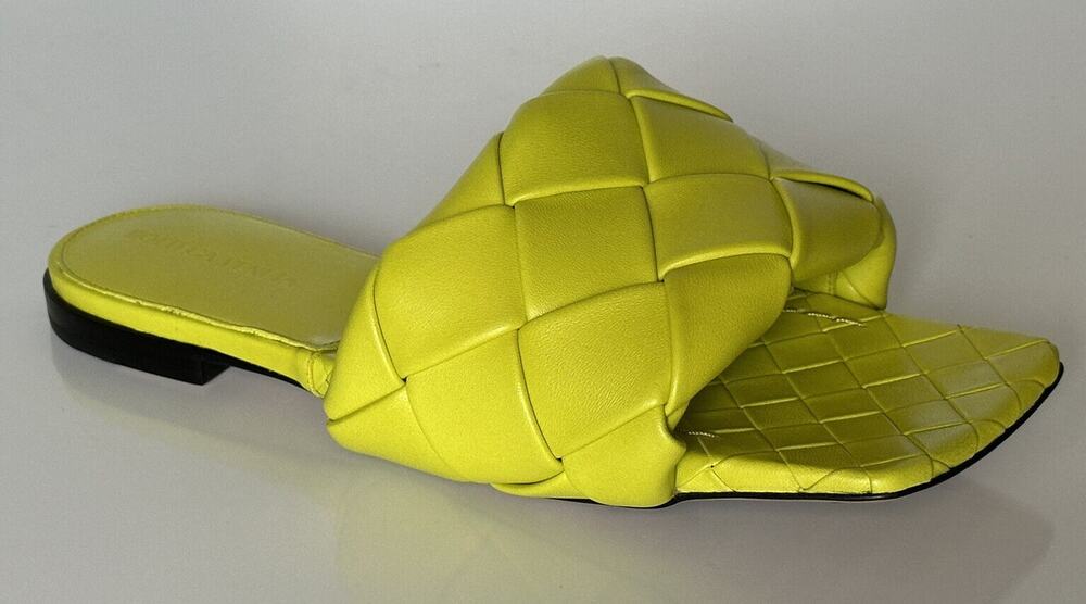 NWT $1350 Bottega Veneta Yellow Lemon Flat Sandals Shoes 7.5 US (37.5 Eu) 608853
